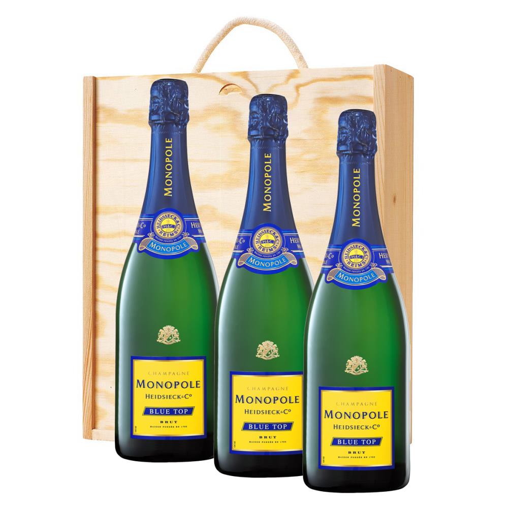 3-x-heidsieck-co-monopole-blue-top-brut-champagne-75cl-in-a-pine