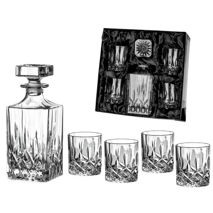 View Diamante Dorchester Crystal Whiskey Decanter Set – 5 Pieces