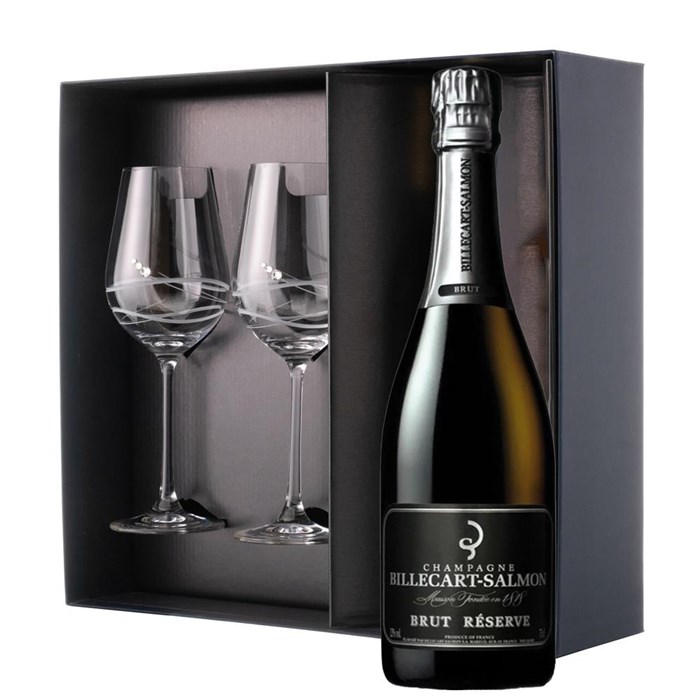 View Billecart Salmon Le Reserve Champagne 75cl And Venezia Glasses Gift Box Set