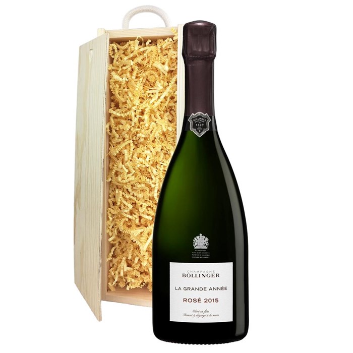 View Bollinger Grande Annee Rose 2015 Champagne 75cl In Pine Gift Box