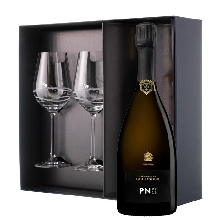 View Bollinger PN VZ19 Champagne NV 75cl And Venezia Glasses Gift Box Set