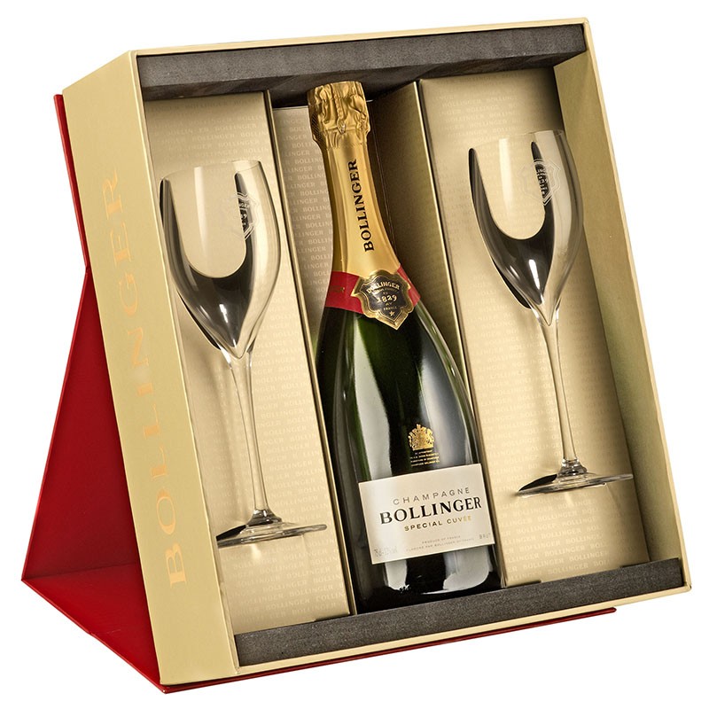 champagne and glasses set