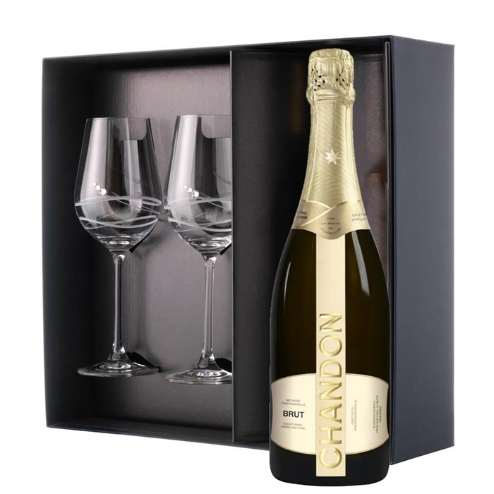 View Chandon Brut Sparkling Wine 75cl And Venezia Glasses Gift Box Set