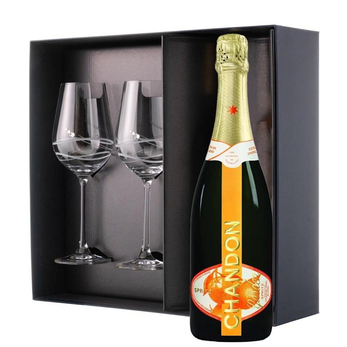 View Chandon Garden Spritz Sparkling Wine 75cl And Venezia Glasses Gift Box Set