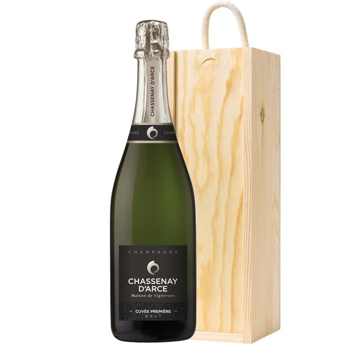 View Chassenay d'Arce Cuvee Premiere Brut Champagne 75cl In Pine Gift Box