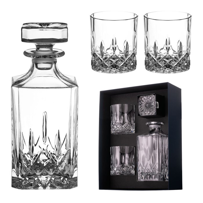 View Diamante Dorchester Crystal Whiskey Decanter Set – 3 Pieces