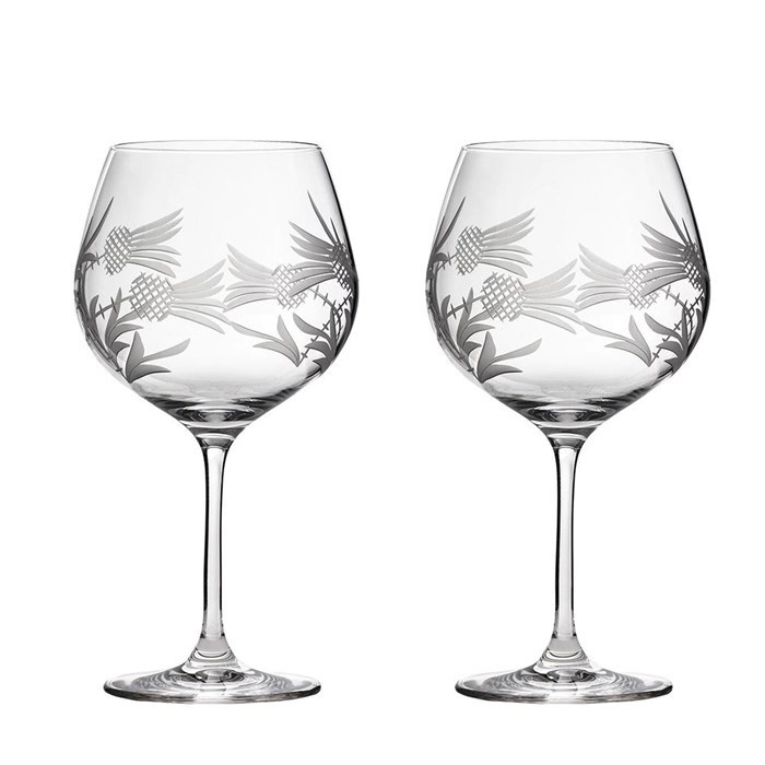 View Flower of Scotland 2 Gin and Tonic Copa Glasses 210mm (Gift Boxed) Royal Scot Crystal