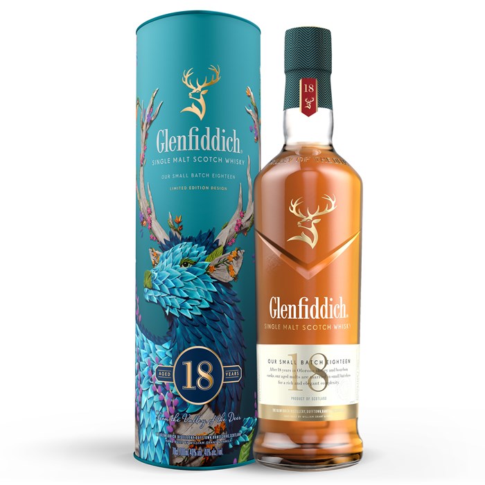 View Glenfiddich 18 Year Old Single Malt Scotch Speyside Whisky 70cl In Festive Gift Box