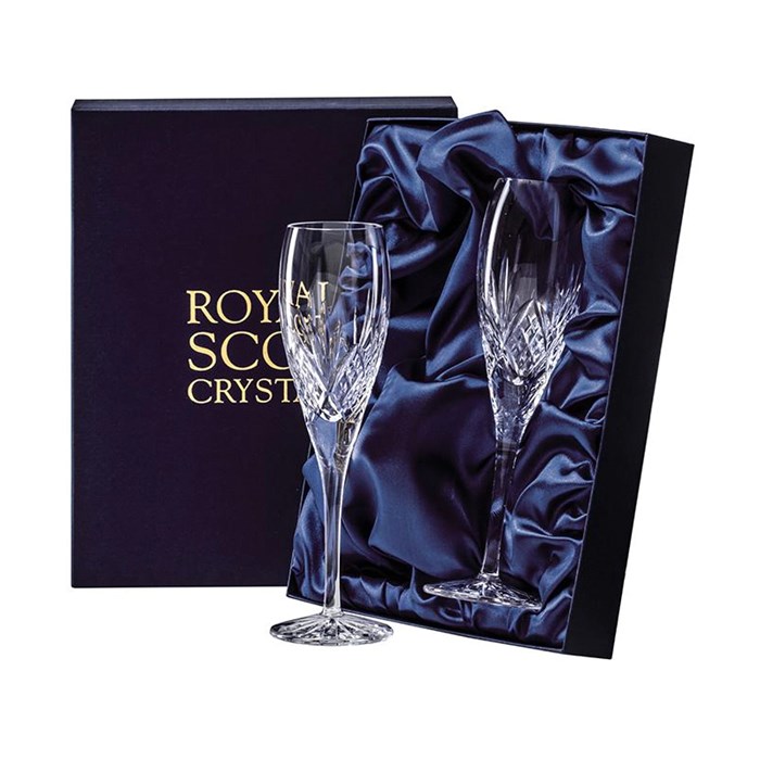 View 2 Royal Scot Champagne Flutes - Highland - PRESENTATION BOXED