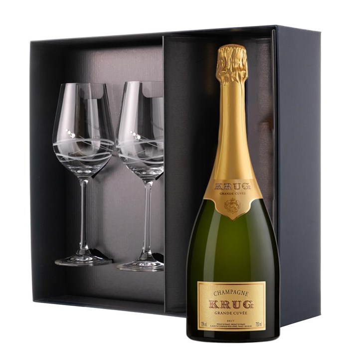 View Krug Grande Cuvee Editions Champagne 75cl And Venezia Glasses Gift Box Set