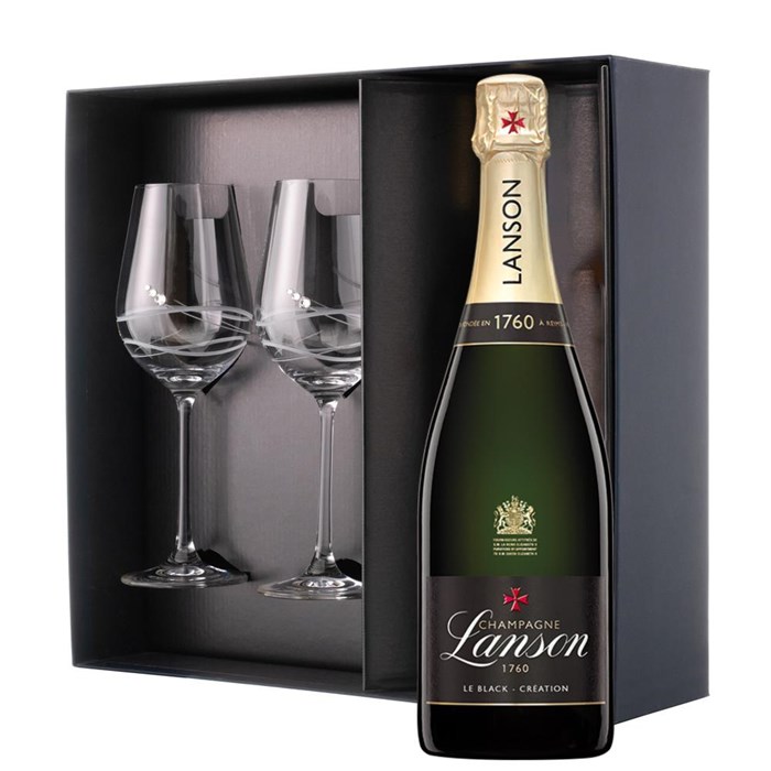 View Lanson Le Black Creation Brut Champagne 75cl And Venezia Glasses Gift Box Set