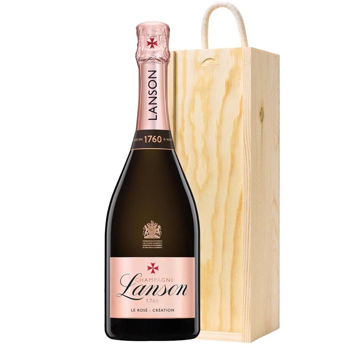 View Lanson Le Rose Creation Champagne 75cl In Pine Gift Box