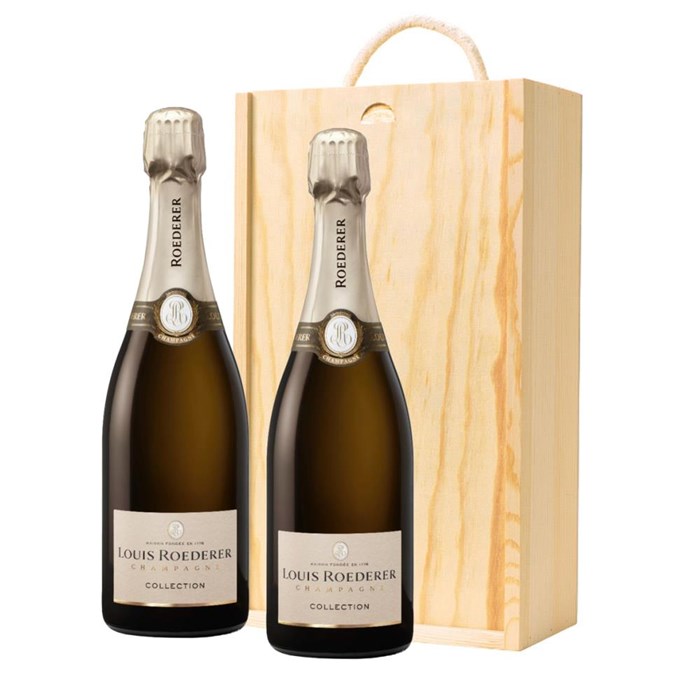 View Louis Roederer Collection 245 Champagne 75cl Twin Pine Wooden Gift Box (2x75cl)