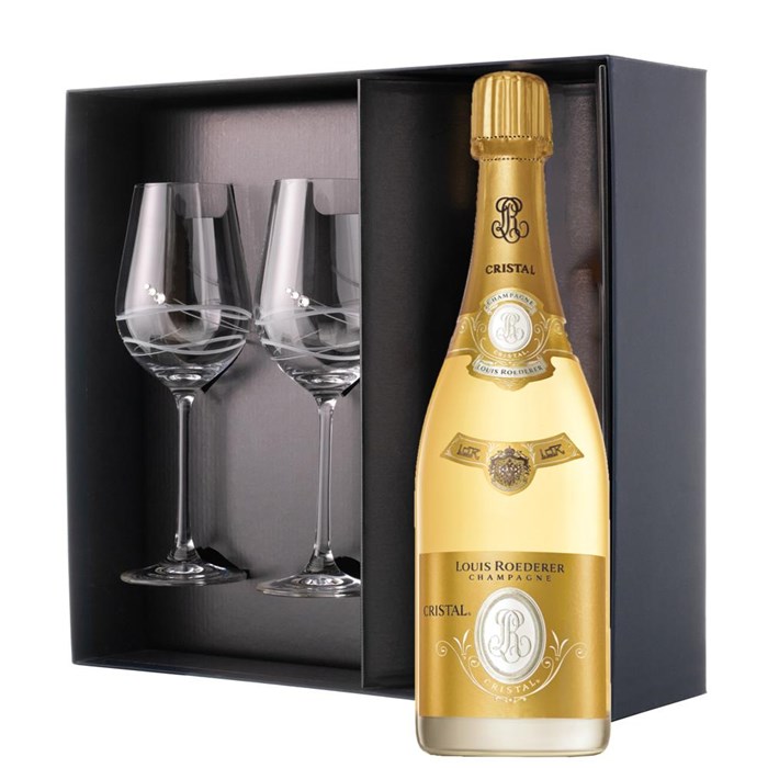 View Louis Roederer Cristal 2015 Brut Champagne 75cl And Venezia Glasses Gift Box Set