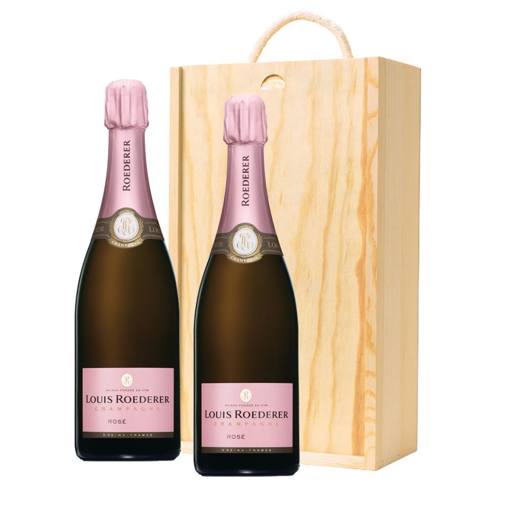 Louis Roederer Vintage Rose 2014 Champagne 75cl Twin Pine Wooden Gift ...