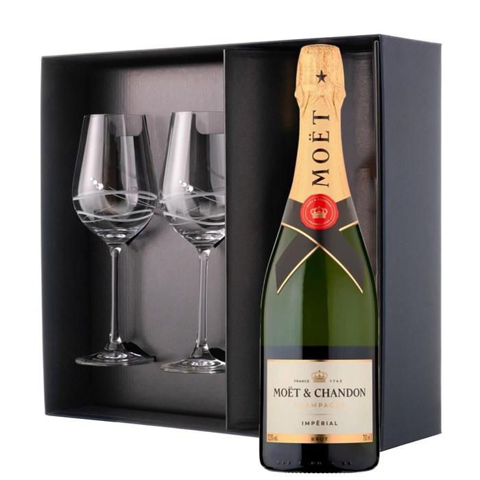 View Moet And Chandon Brut Champagne 75cl And Venezia Glasses Gift Box Set