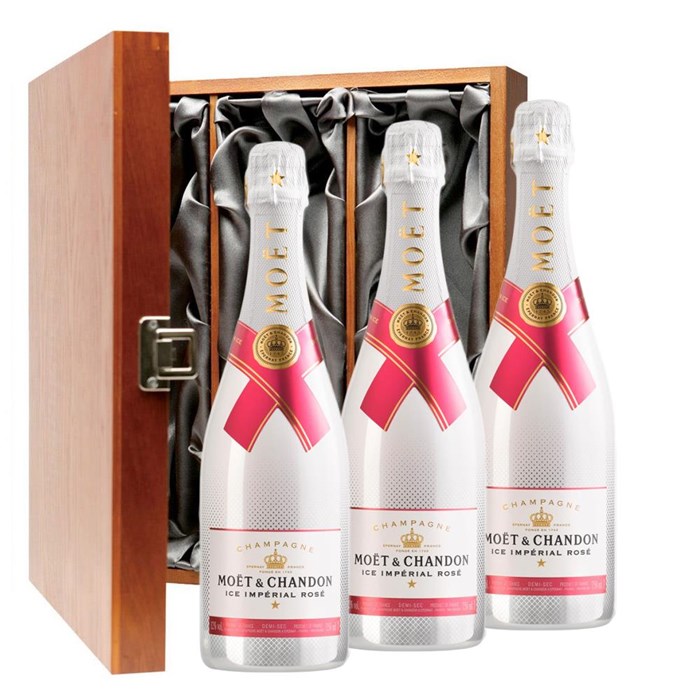 View Moet & Chandon Ice Imperial Rose 75cl Three Bottle Luxury Gift Box