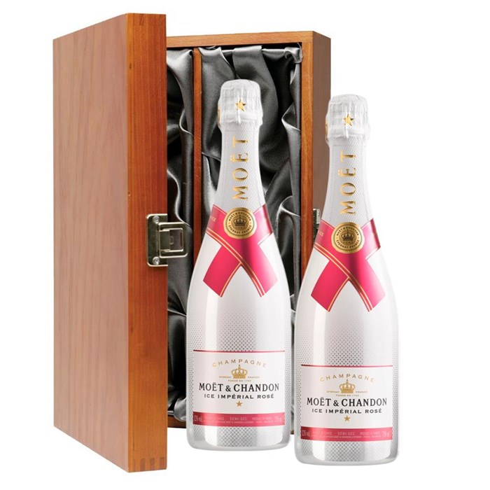 View Moet & Chandon Ice Imperial Rose 75cl Twin Luxury Elm Wood Gift Box (2x75cl)