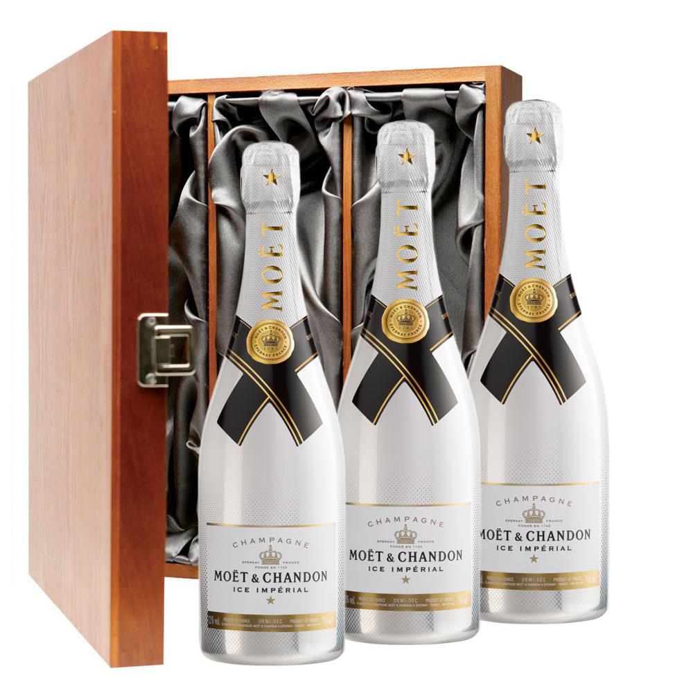 Moet and Chandon Ice White Imperial 75cl Three Bottle Luxury Gift Box ...