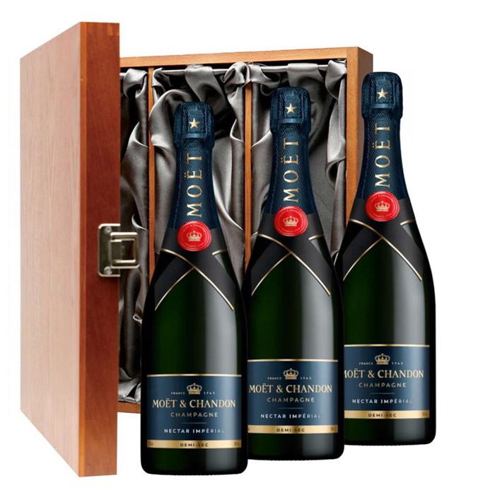 View Moet & Chandon Nectar Demi Sec Champagne 75cl Three Bottle Luxury Gift Box