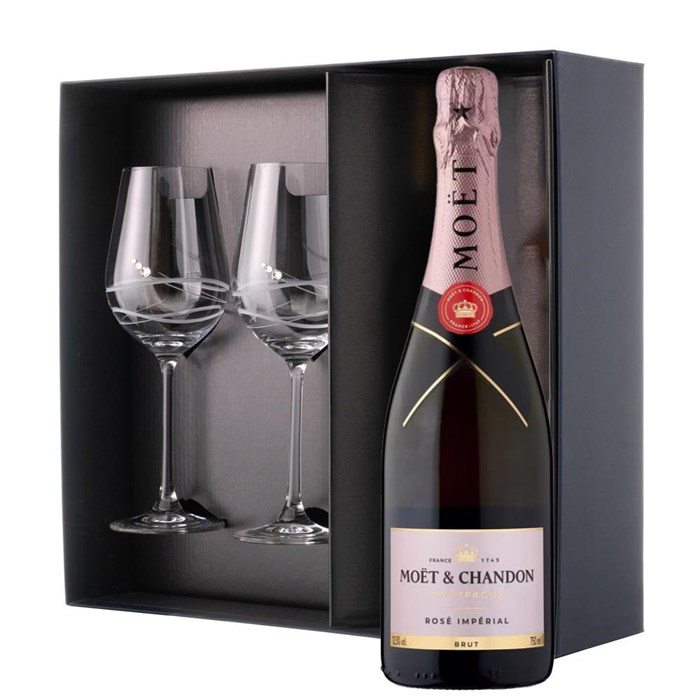 View Moet & Chandon Rose Champagne 75cl And Venezia Glasses Gift Box Set