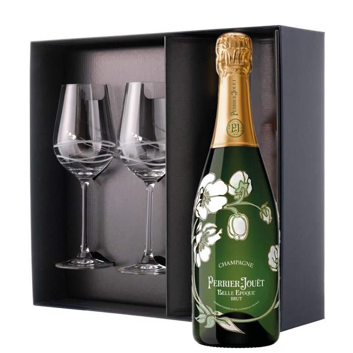 View Perrier Jouet Belle Epoque Brut 2014 Champagne 75cl And Venezia Glasses Gift Box Set