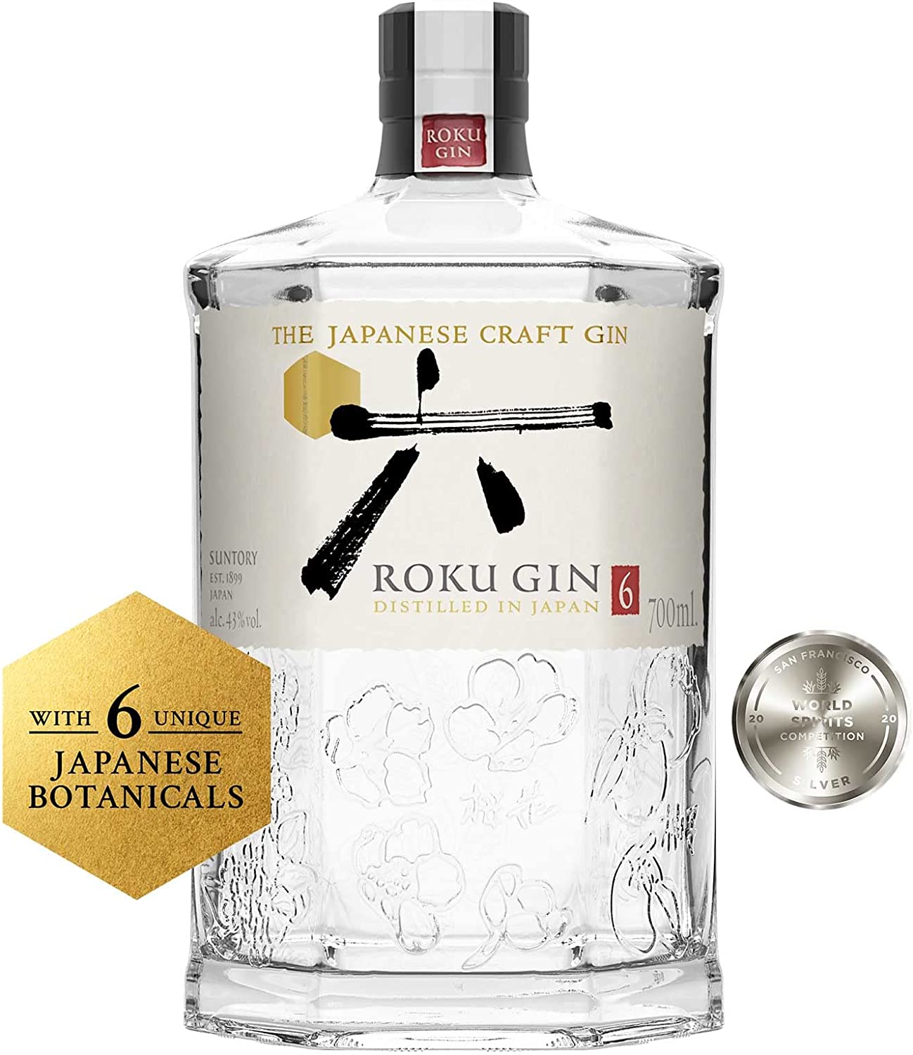 Roku Japanese Premium Craft Gin 70cl - Six Unique Botanicals in a ...