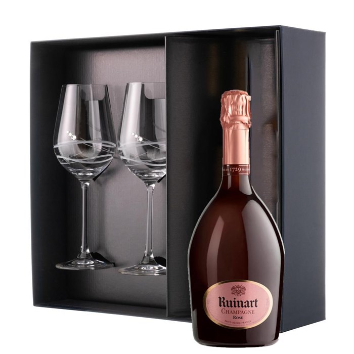 View Ruinart Rose Champagne 75cl And Venezia Glasses Gift Box Set