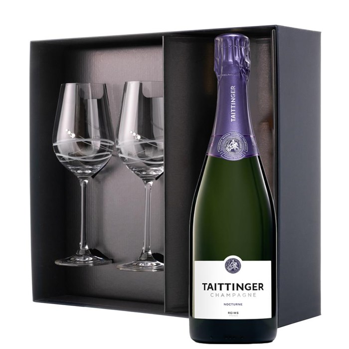 View Taittinger Nocturne Champagne 75cl And Venezia Glasses Gift Box Set