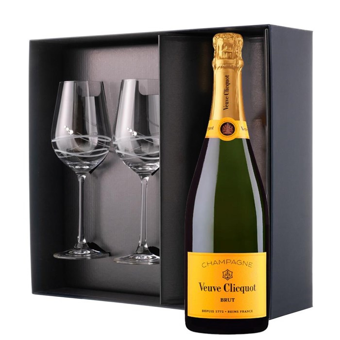 View Veuve Clicquot Brut Yellow Label Champagne 75cl And Venezia Glasses Gift Box Set