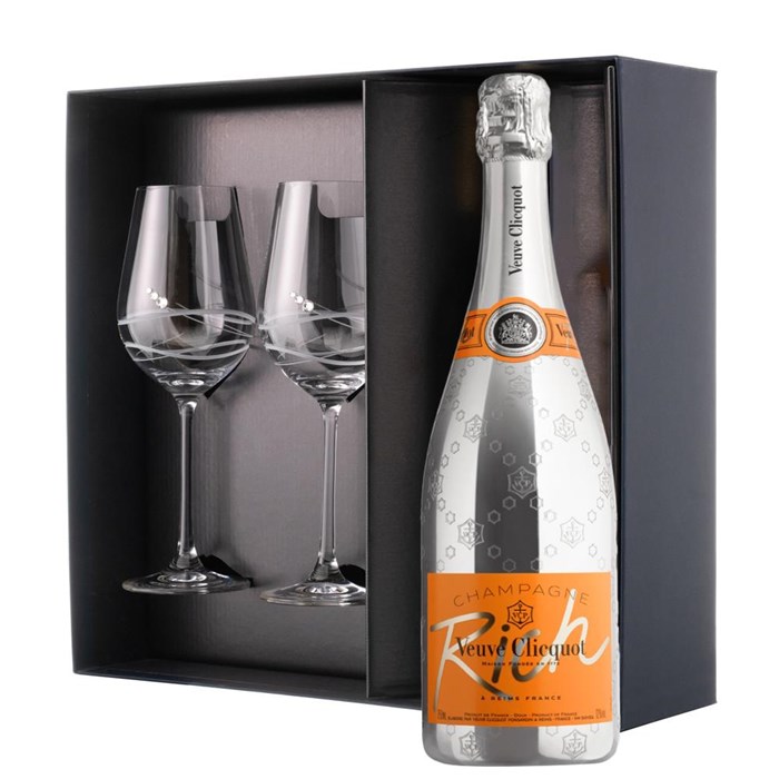 View Veuve Clicquot Rich Champagne 75cl And Venezia Glasses Gift Box Set