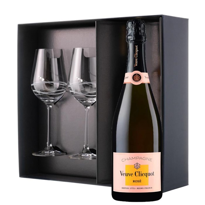 View Veuve Clicquot Rose Champagne 75cl And Venezia Glasses Gift Box Set