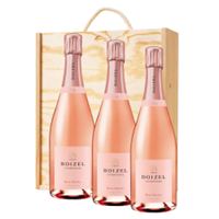 Buy & Send 3 x Boizel Rose Absolu Champagne 75cl In A Pine Wooden Gift Box