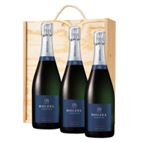 Buy & Send 3 x Boizel Ultime Brut Nature 75cl In A Pine Wooden Gift Box