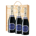 Buy & Send 3 x Laurent Perrier Ultra Brut Champagne 75cl In A Pine Wooden Gift Box