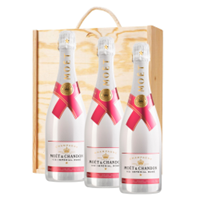 Buy & Send 3 x Moet & Chandon Ice Imperial Rose 75cl In A Pine Wooden Gift Box