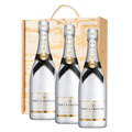 Buy & Send 3 x Moet and Chandon Ice White Imperial 75cl In A Pine Wooden Gift Box