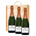 Buy & Send 3 x Taittinger Les Folies de la Marquetterie Champagne 75cl In A Pine Wooden Gift Box