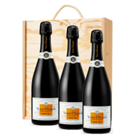 Buy & Send 3 x Veuve Clicquot Demi-Sec Champagne 75cl In A Pine Wooden Gift Box