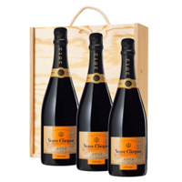 Buy & Send 3 x Veuve Clicquot Vintage 2015 Champagne 75cl In A Pine Wooden Gift Box