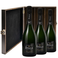 Buy & Send Ayala Brut Majeur Champagne NV 75 cl Three Bottle Luxury Elm Wood Gift Box