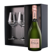 Buy & Send Ayala Rose Majeur Champagne 75cl And Venezia Glasses Gift Box Set