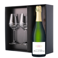 Buy & Send Baron De Villeboerg Brut Champagne 75cl And Venezia Glasses Gift Box Set