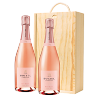 Buy & Send Boizel Rose Absolu Champagne 75cl Twin Pine Wooden Gift Box (2x75cl)