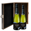 Buy & Send Castell Llord Brut Cava 75cl Twin Luxury Elm Wood Gift Box (2x75cl)