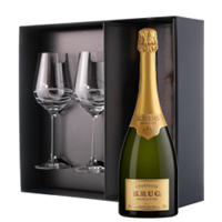 Buy & Send Krug Grande Cuvee Editions Champagne 75cl And Venezia Glasses Gift Box Set