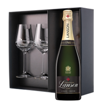 Buy & Send Lanson Le Black Creation Brut Champagne 75cl And Venezia Glasses Gift Box Set