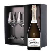 Buy & Send Lanson Le Blanc de Blancs Champagne 75cl And Venezia Glasses Gift Box Set