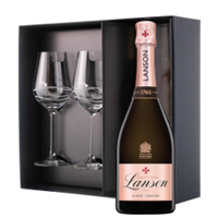 Buy & Send Lanson Le Rose Creation Champagne 75cl And Venezia Glasses Gift Box Set