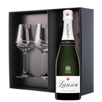 Buy & Send Lanson Le White Label Sec Champagne 75cl And Venezia Glasses Gift Box Set